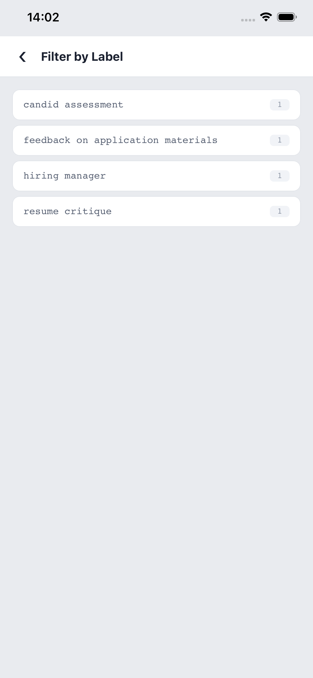 Prompt Library filter by label screen