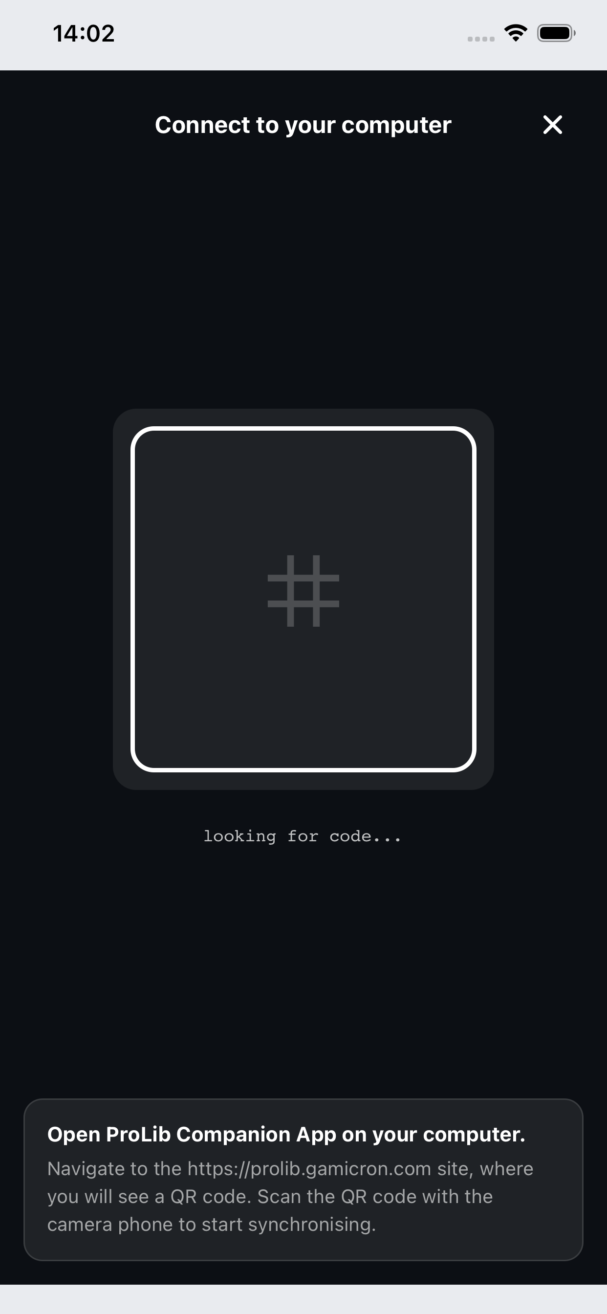 Prompt Library QR scanner for connecting to the companion