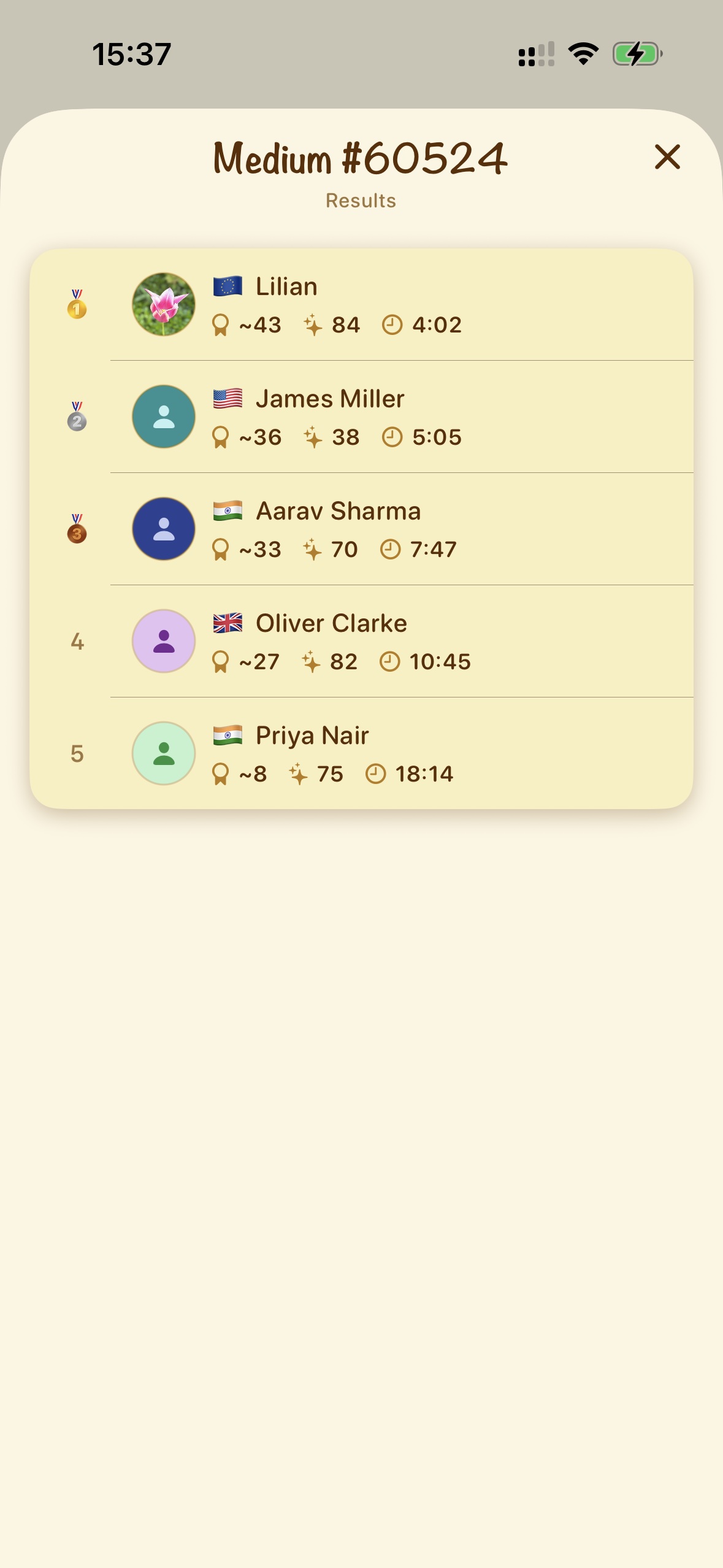 SudokuMe leaderboard screen